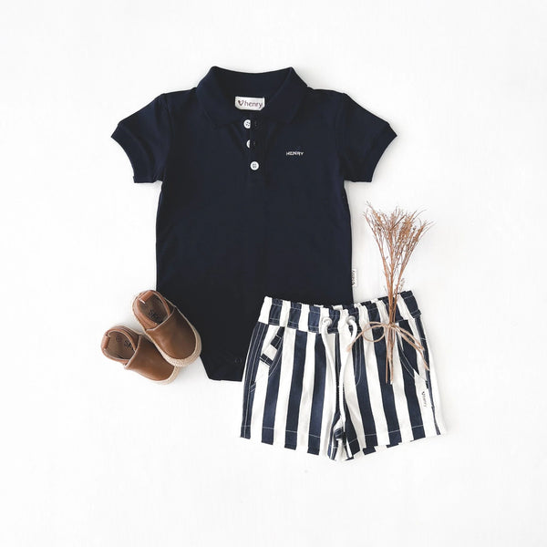 Love Henry Baby Boys Polo Romper Navy That s Cute