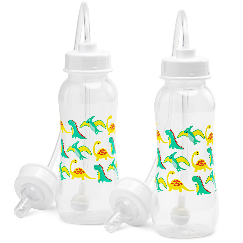 Podee Hands Free Baby Bottle Twin 260ml Dinosaur