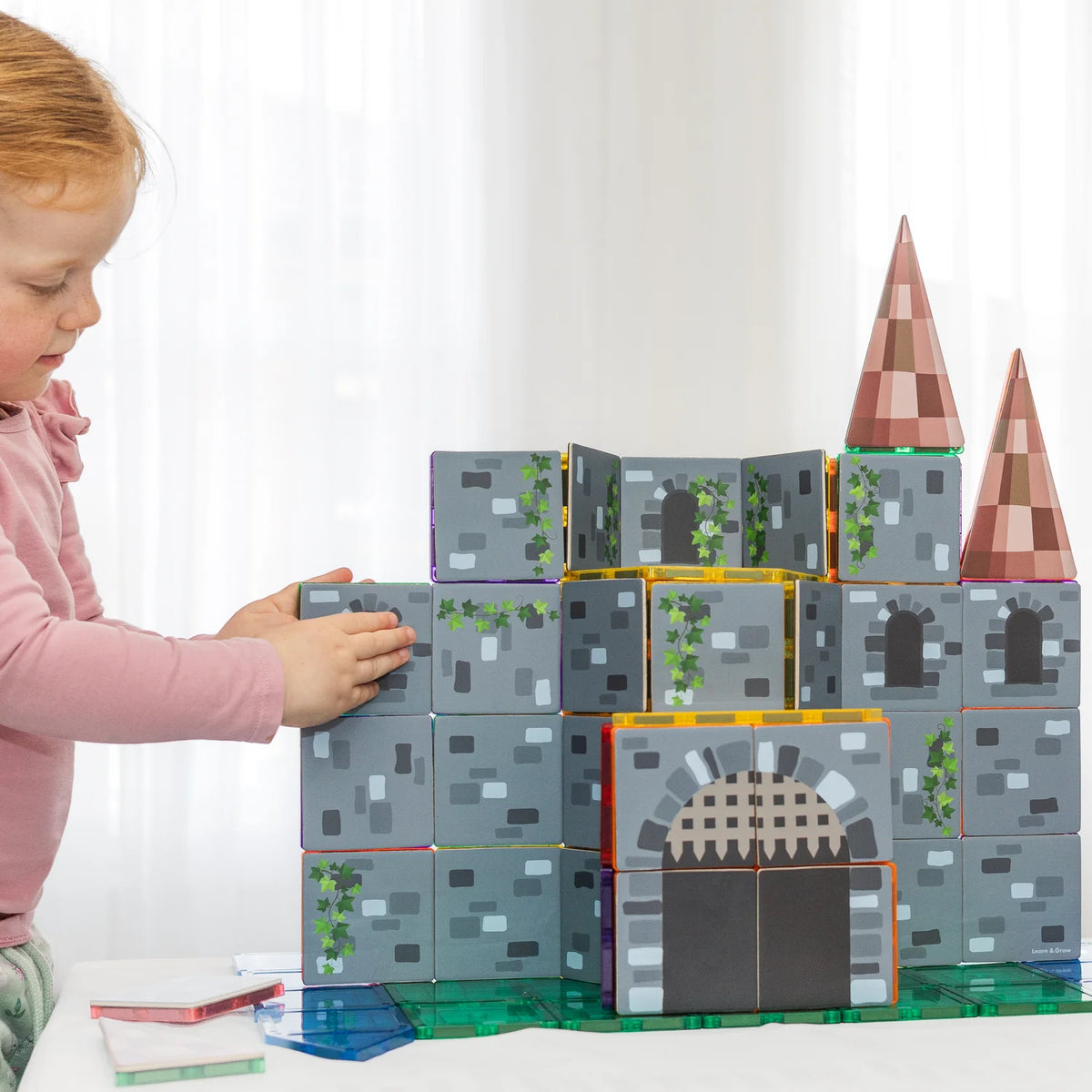 Learn &amp; Grow Magnetic Tile Toppers - Castle Pack (40 Pieces)