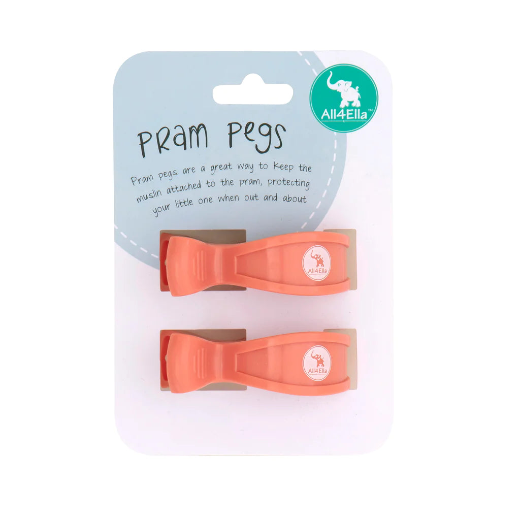 All4Ella Pram Pegs 2pk - Coral