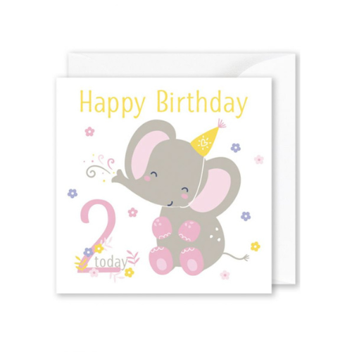 Cute Elephant &quot;Happy Birthday 2 Today&quot; Card