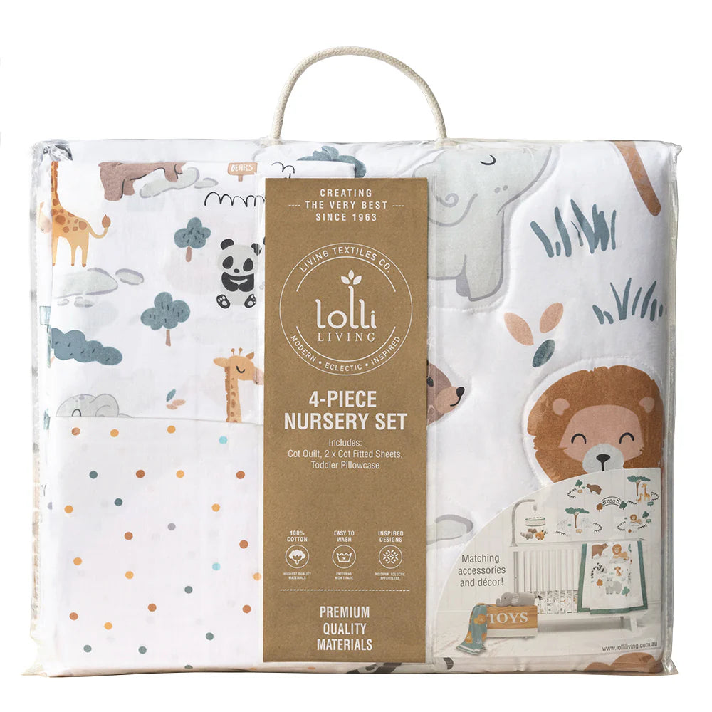 Lolli Living 4pc Nursery Set- Day at the Zoo