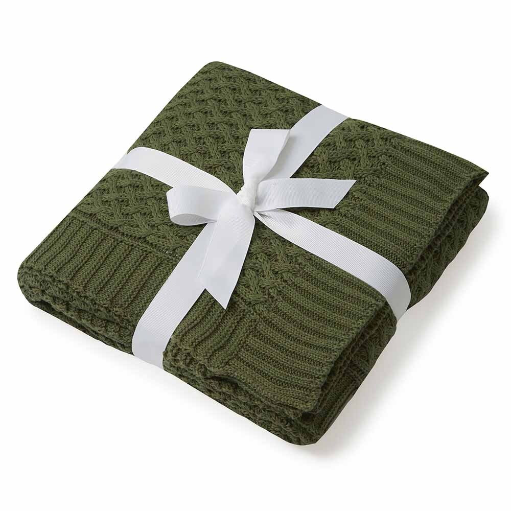 Snuggle Hunny Diamond Knit Baby Blanket - Olive