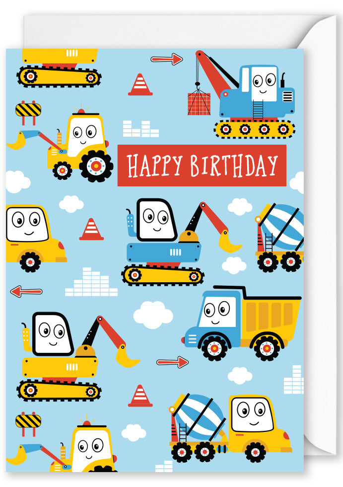 “Happy Birthday!” Trucks and Tractors Card