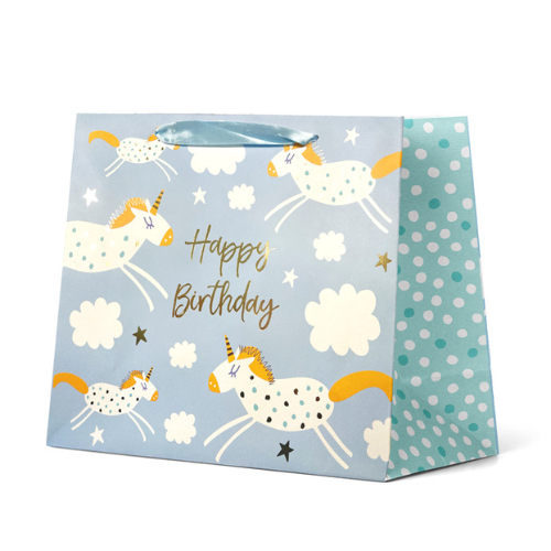 Gift Bag Large: Foiled &quot;Happy Birthday&quot; Unicorns