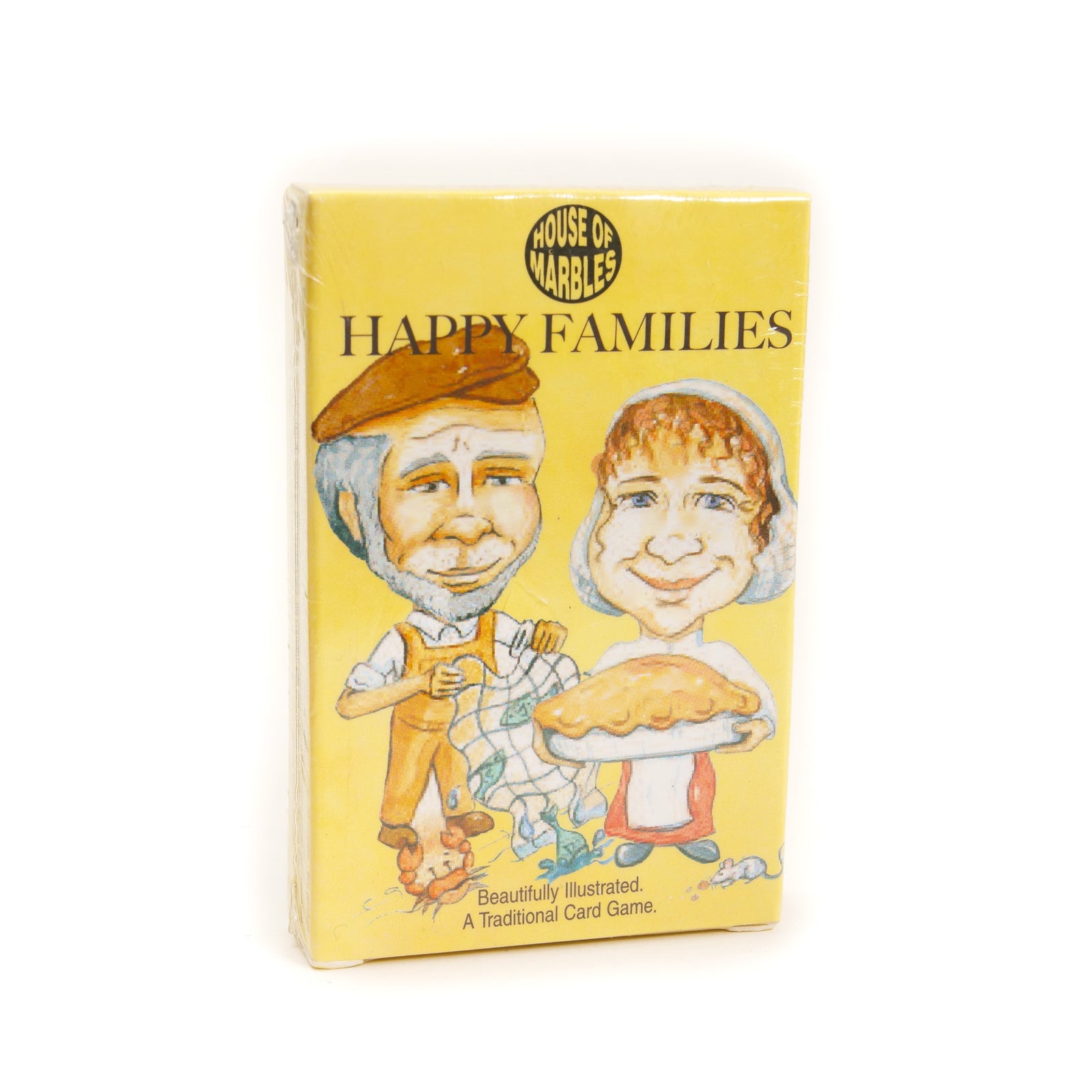Happy Families card game with colourful illustrated cards in compact box, classic kids matching and family game for ages 3+