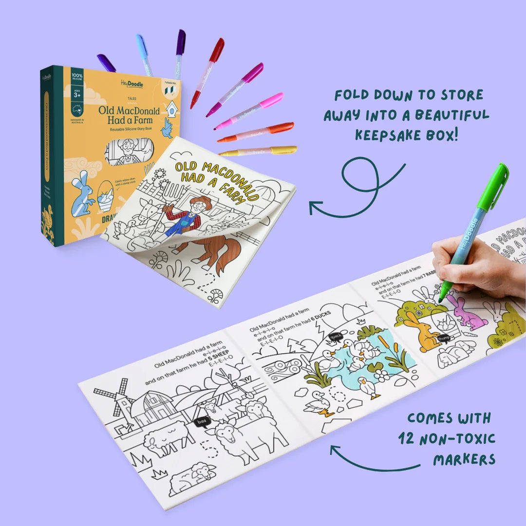 HeyDoodle Old MacDonald Had a Farm Reusable Colouring Book