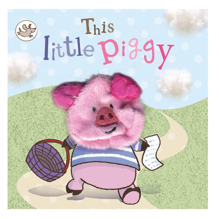 This Little Piggy Finger Puppet Board Book – interactive baby book with pink pig puppet