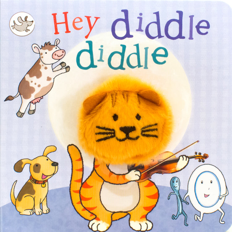 Hey Diddle Diddle finger puppet board book with soft cat puppet and illustrated nursery rhyme pages