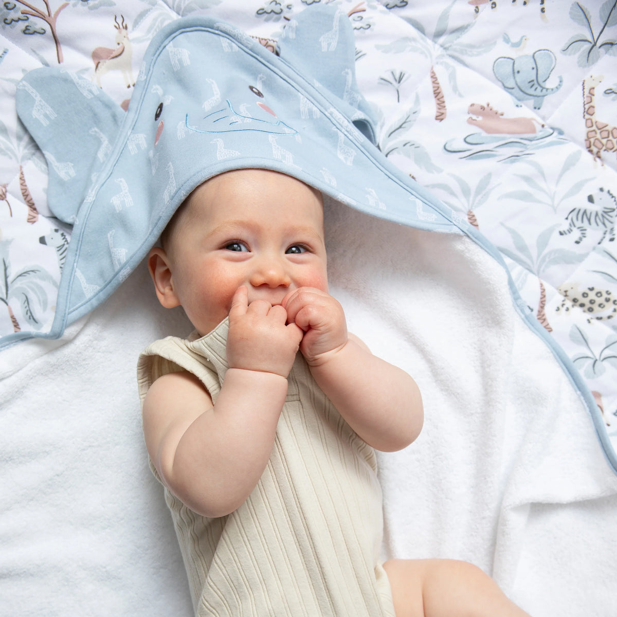 Living Textiles Hooded Towel - Elephant Safari