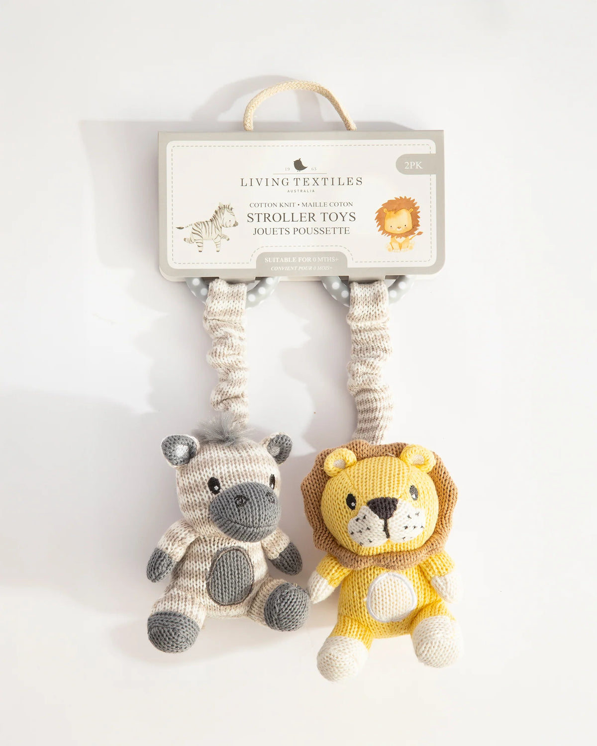 Living Textiles Stroller Toys - Zebra & Lion