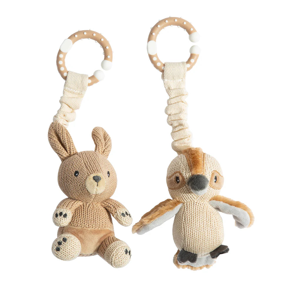 Living Textiles Stroller Toys - Kookaburra & Kangaroo