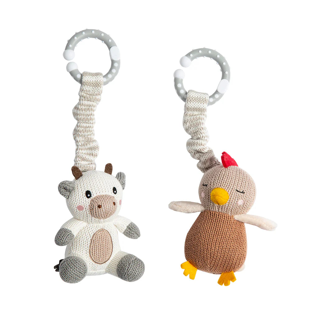 Living Textiles Stroller Toys - Cow &amp; Chicken