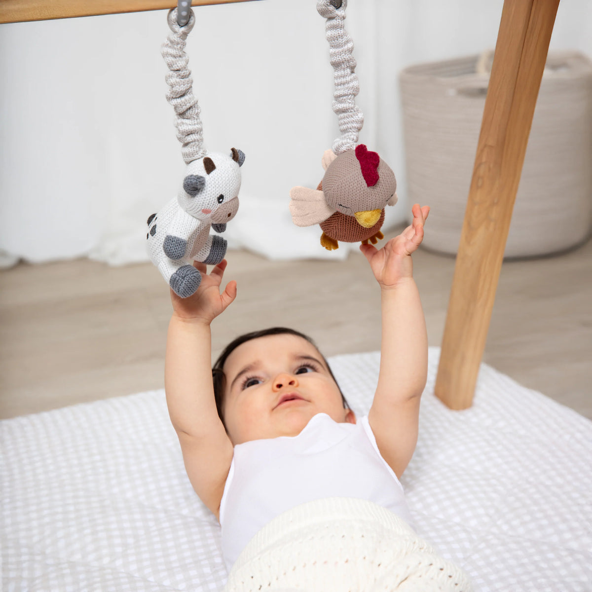 Living Textiles Stroller Toys - Cow &amp; Chicken