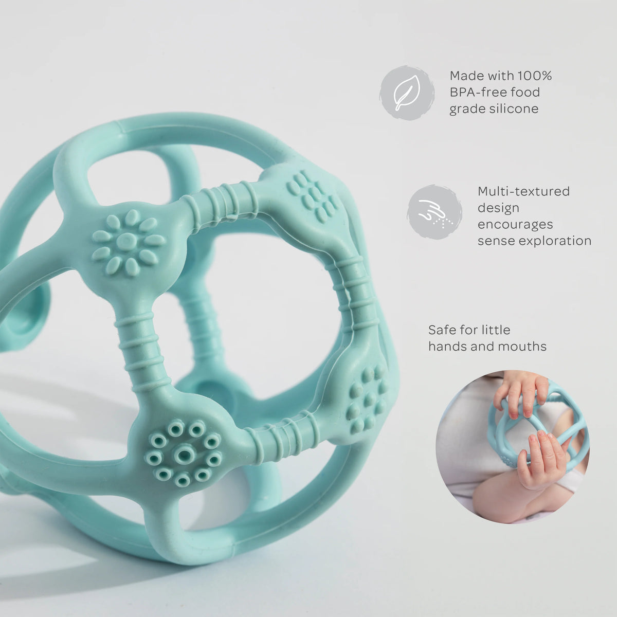 Playground Silicone Teething Ball - Light Blue