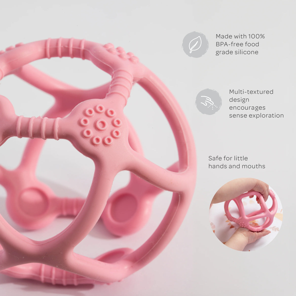 Playground Silicone Teething Ball - Light Pink