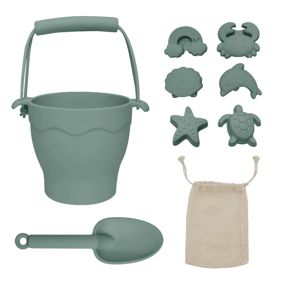 Playground Silicone 8pc Bucket &amp; Spade Set - Sage