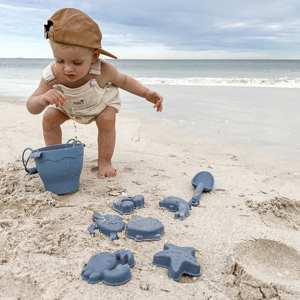 Playground Silicone 8pc Bucket &amp; Spade Set - Steel Blue