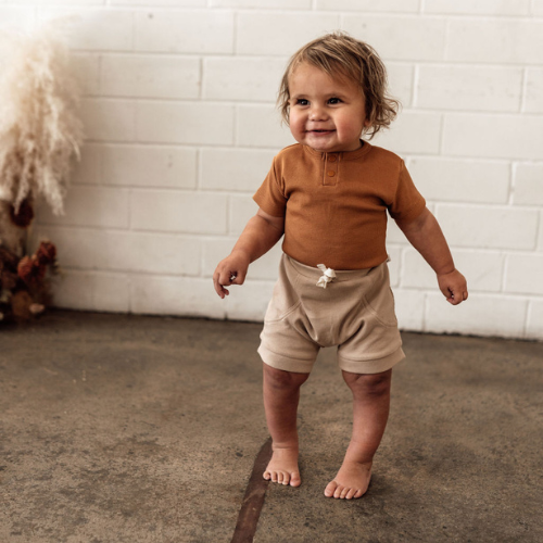 Snuggle Hunny Organic Cotton Shorts - Pebble