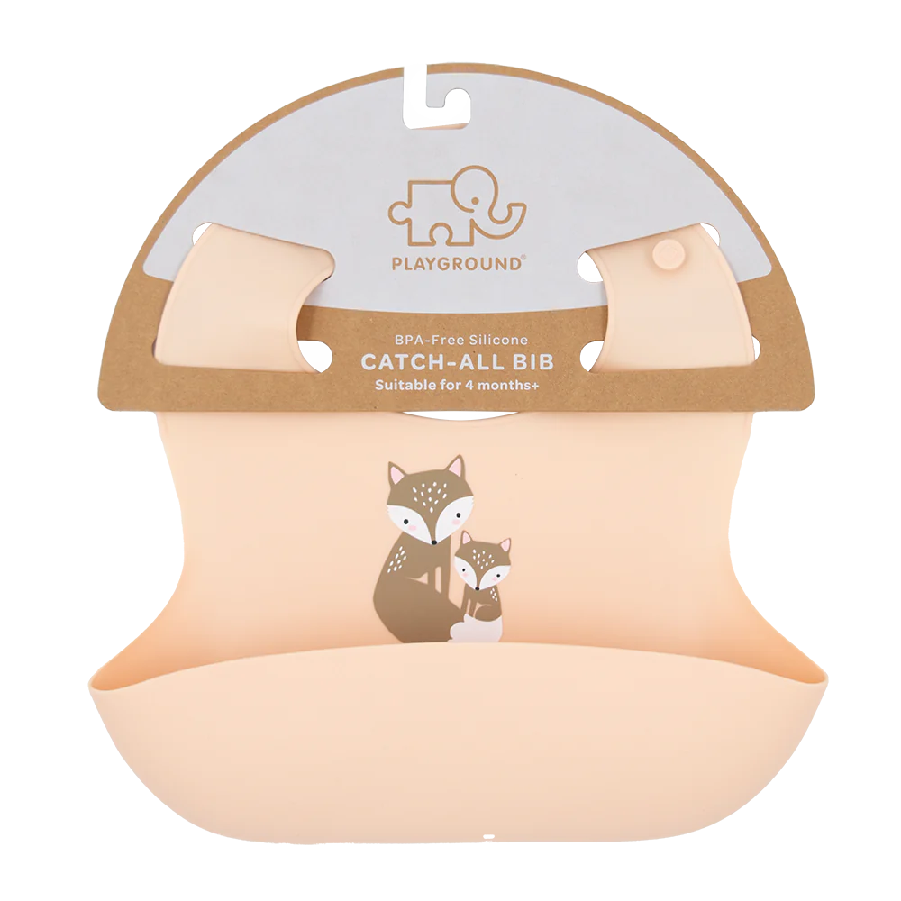 Playground Silicone Bib - Fox/Blush