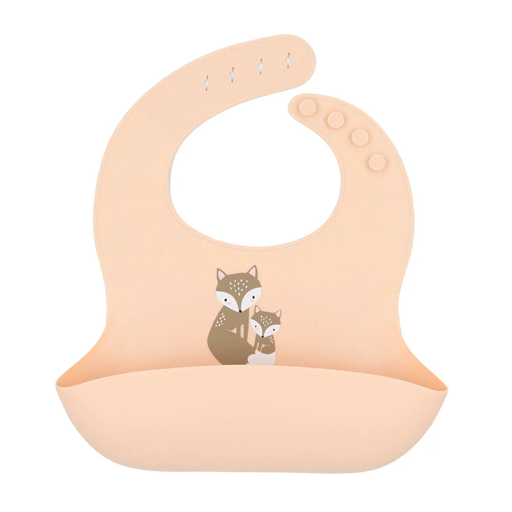 Playground Silicone Bib - Fox/Blush