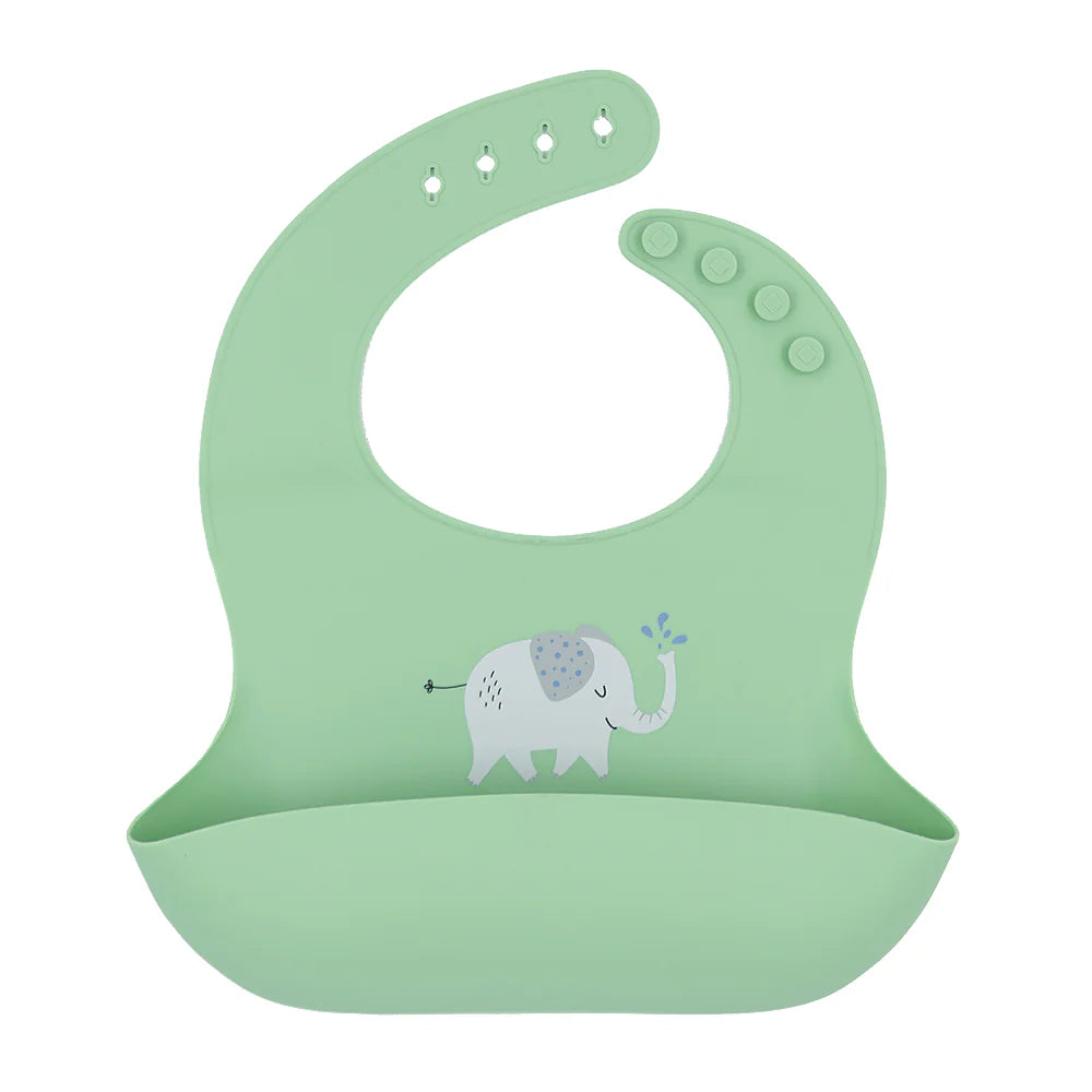 Playground Silicone Bib - Elephant/Sage