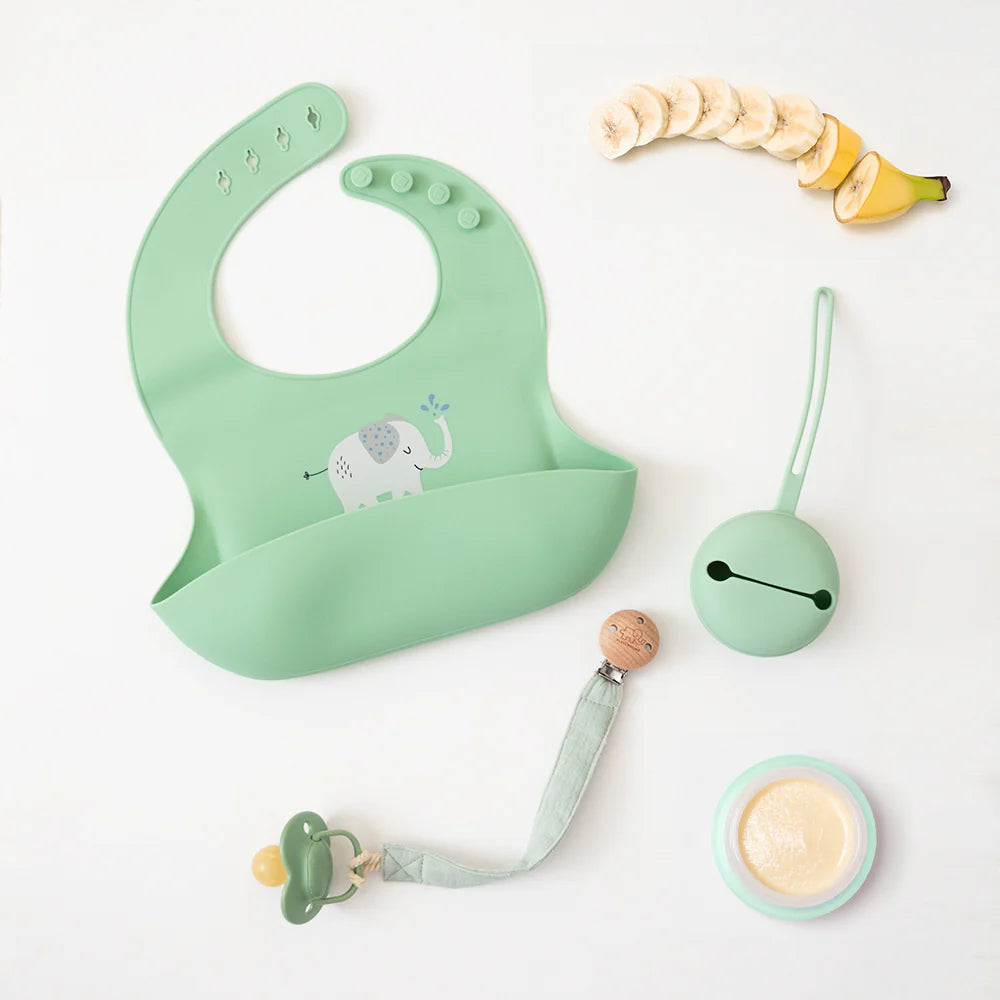 Playground Silicone Bib - Elephant/Sage