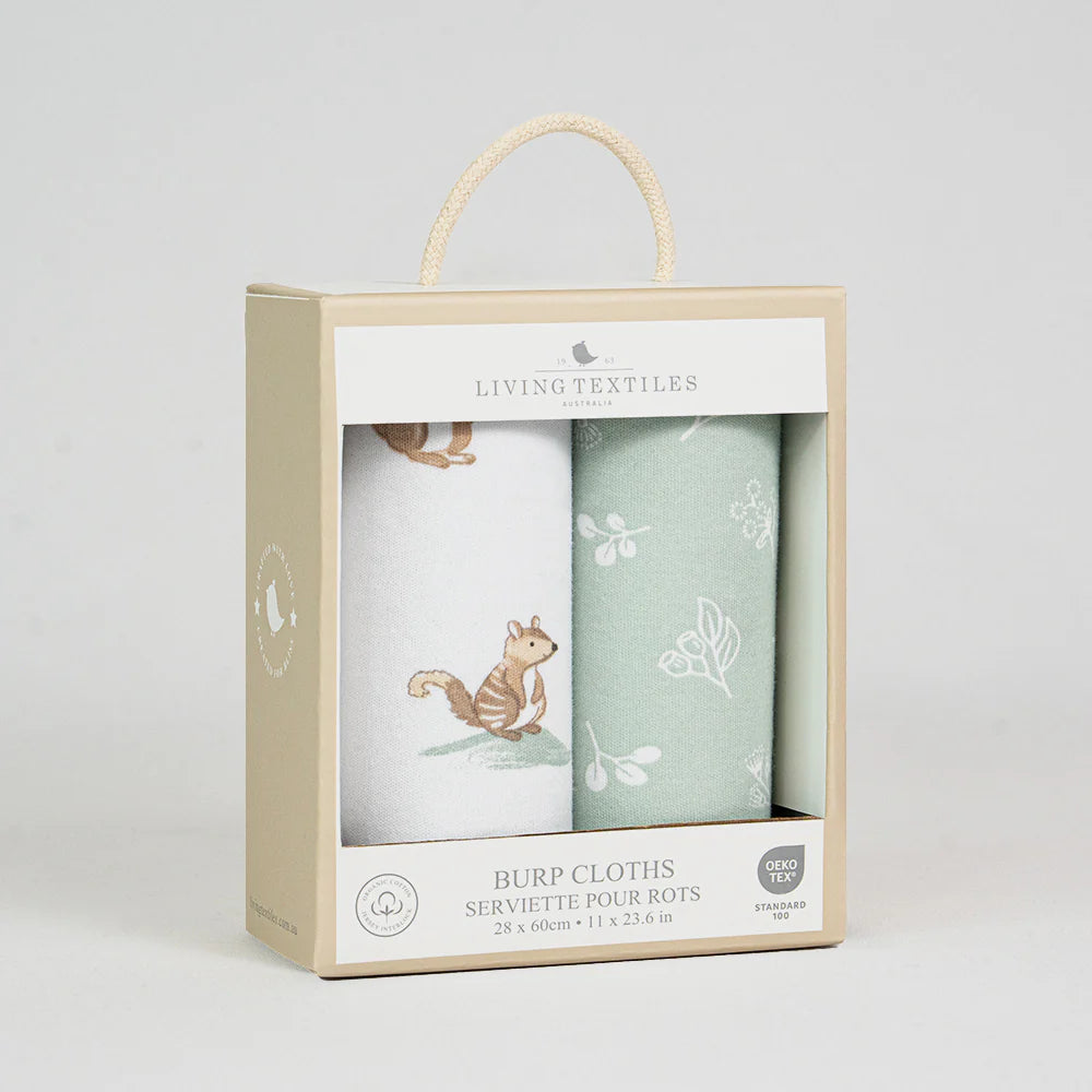 Living Textiles Organic Burp Cloths 2pk - Australiana