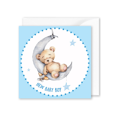 “New Baby Boy” Bear on Blue