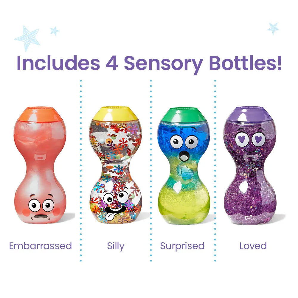 Hand2mind Express Your Feelings Sensory Bottles - Embarrassed, Silly, Surprised & Loved