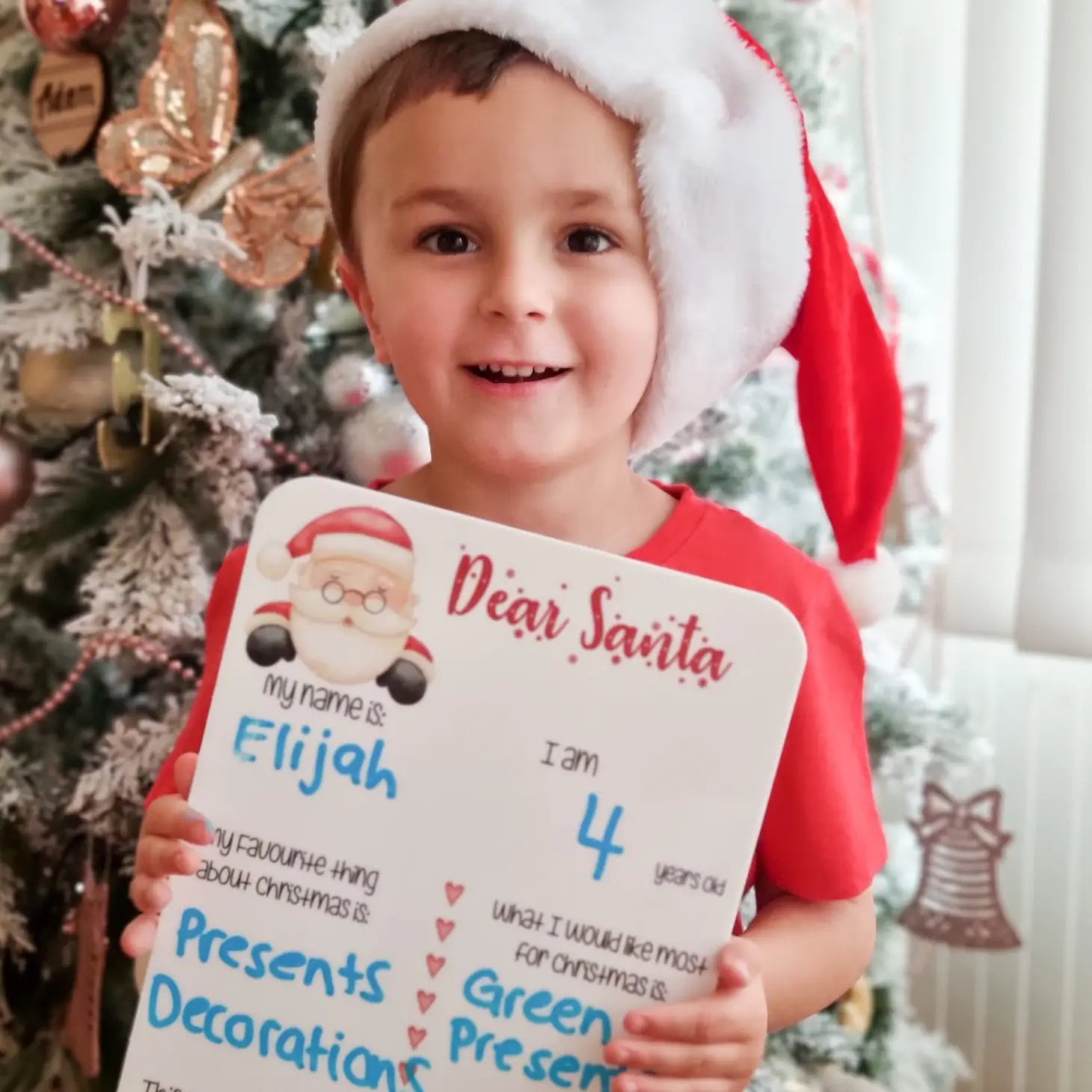 Christmas Plaque – Dear Santa reusable acrylic photo board by Inspired Wholesale, perfect for festive milestone photos