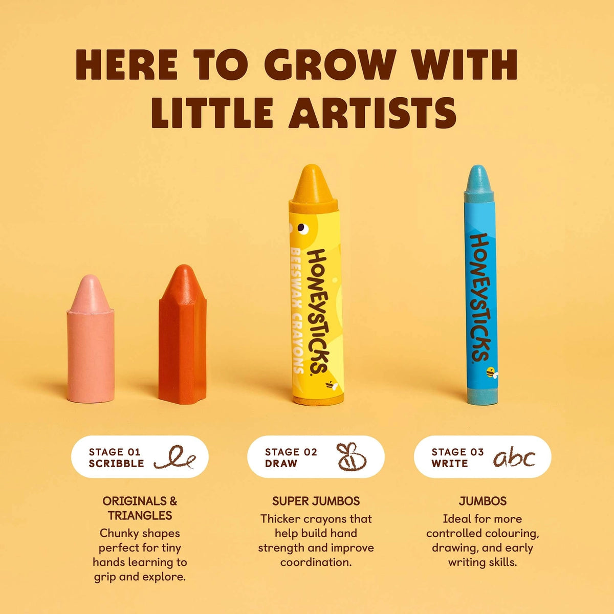 Honeysticks Beeswax Crayons- Super Jumbos