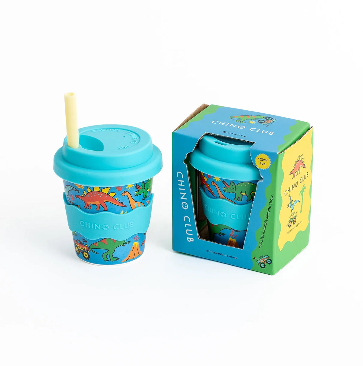 Chino Club Babychino Cup 120ml - Dinosaurs and Monster Trucks