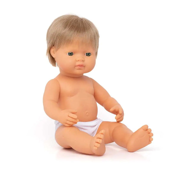 Miniland Caucasian Dark Blonde Boy Doll- 38cm