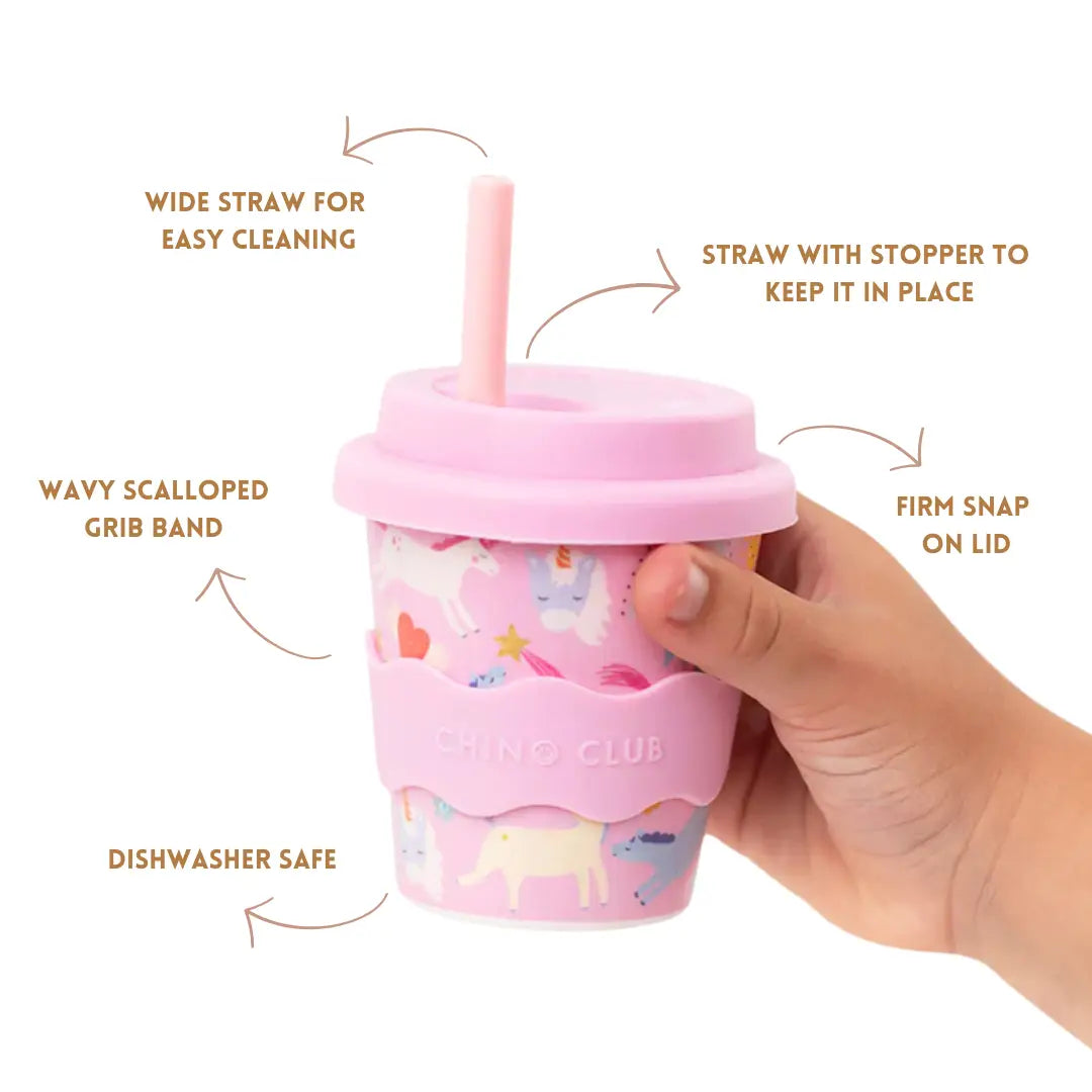 Chino Club Reusable Bamboo 120ml Cup - Pink Unicorn