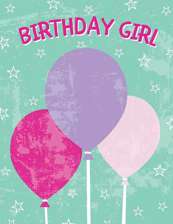 Birthday Girl Balloon Mini Card