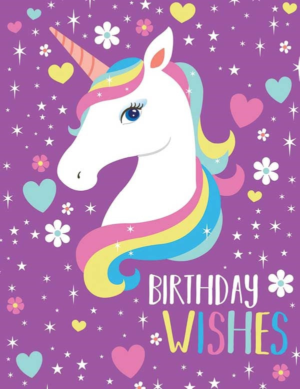 Birthday Wishes Unicorn Glitter Mini Card