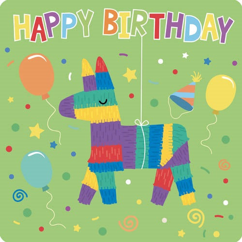 Happy Birthday Piñata Green Small Card