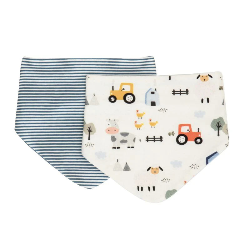 All4Ella Bandana Reversible Bibs 2 Pack - Barnyard