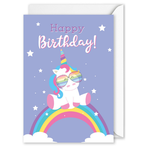 “Happy Birthday” Unicorn &amp; Rainbow