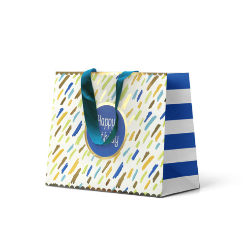 Premium Gift Bag Medium: Embossed &amp; Foiled Paint Dabs Blue