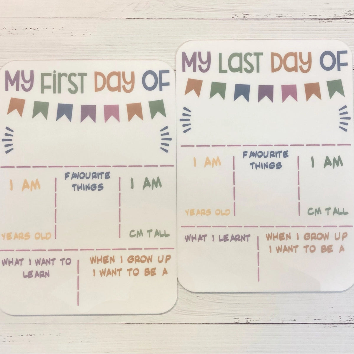 First &amp; Last Day Board - Pastel