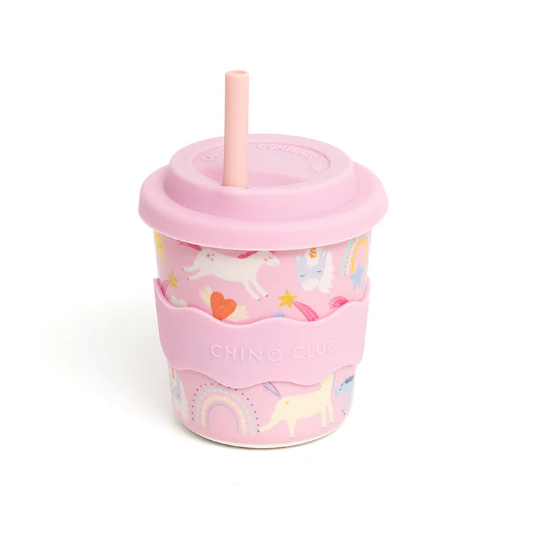 Chino Club Reusable Bamboo 240ml Cup - Pink Unicorn