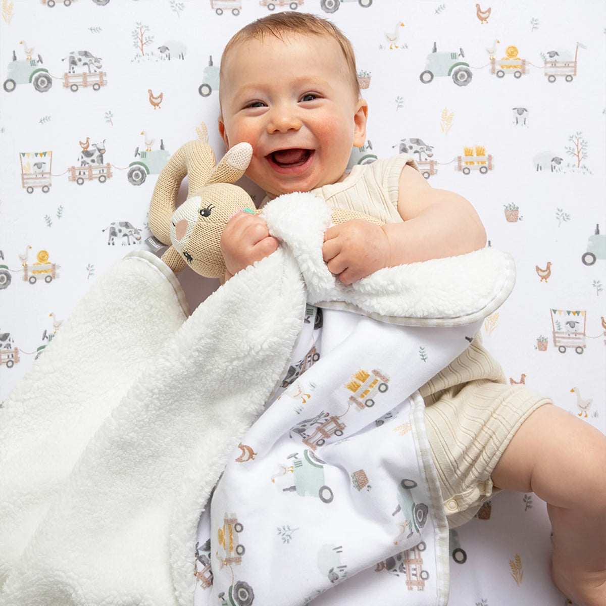 Living Textiles Sherpa Blanket - Tractor Ride