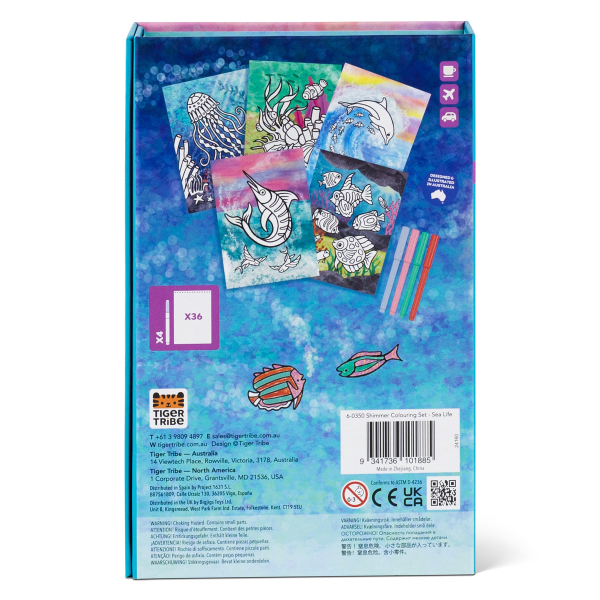 Tiger Tribe Shimmer Colouring Set - Sea Life