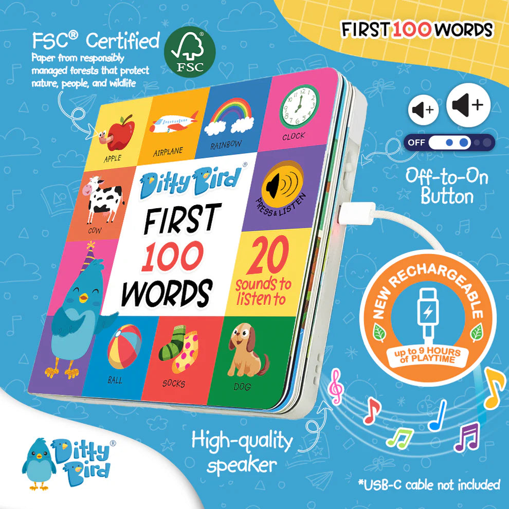 Ditty Bird Rechargeable Book - First 100 Words