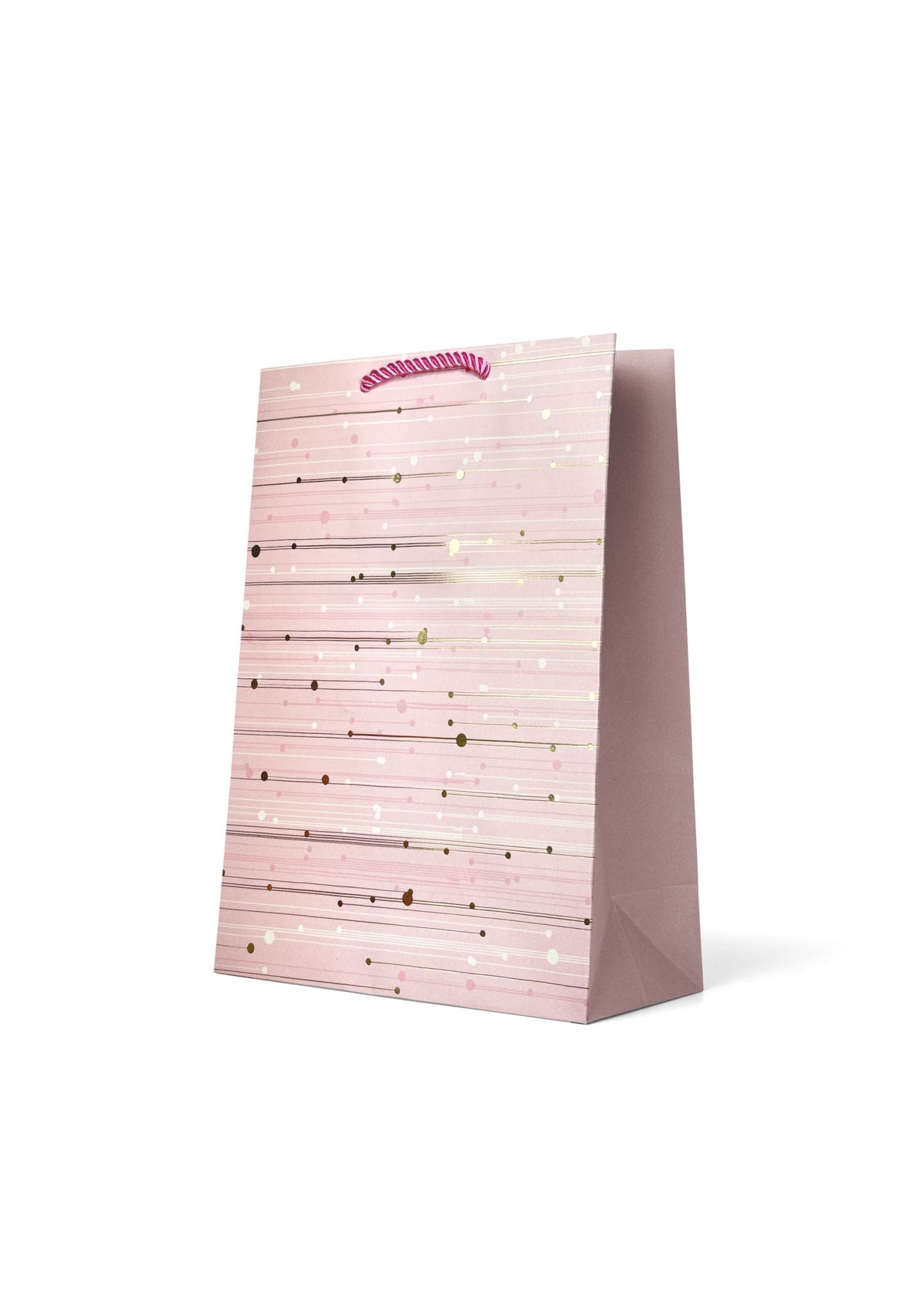 Gift Bag Medium: Gold Foiled Lines on Pink