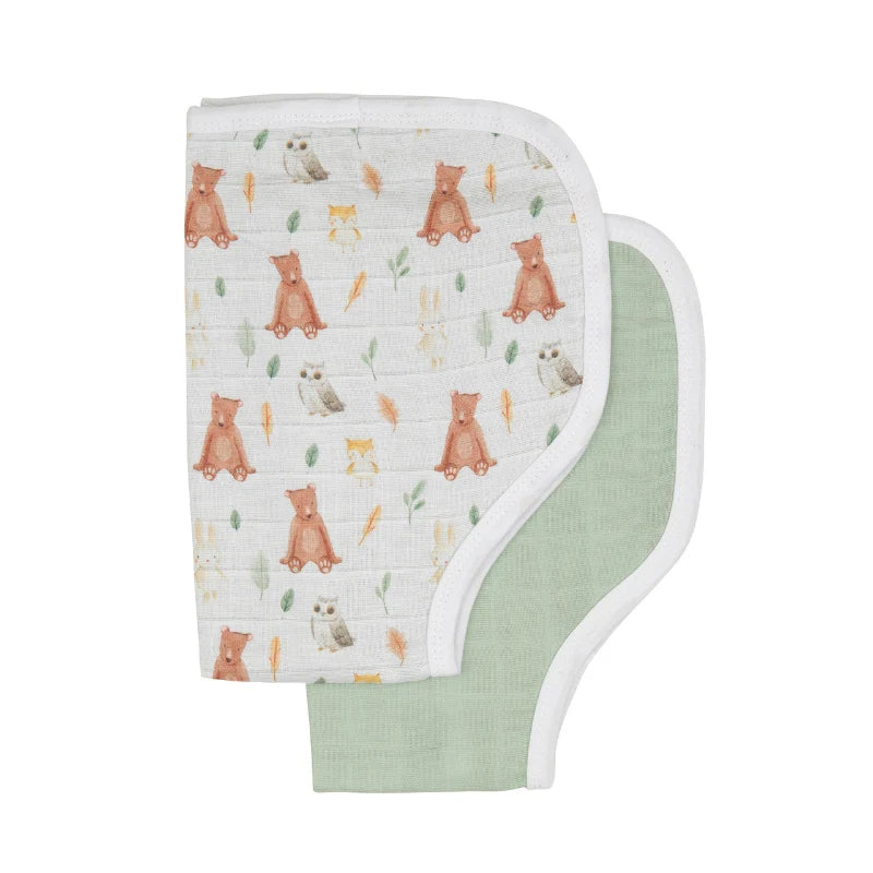 All4Ella Reversible Burp Cloth 2Pk - Forest Friends