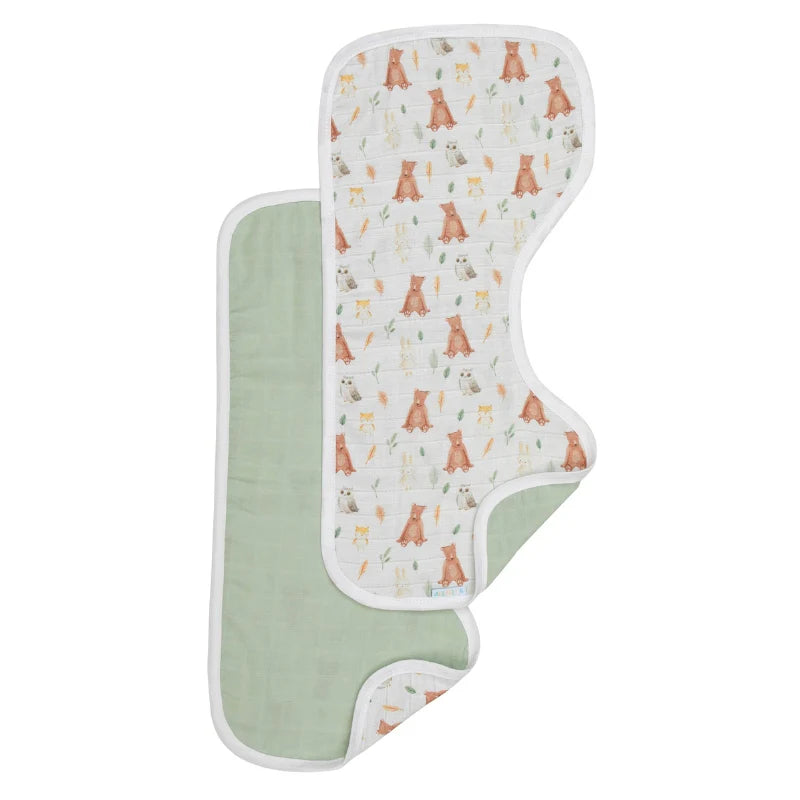 All4Ella Reversible Burp Cloth 2Pk - Forest Friends