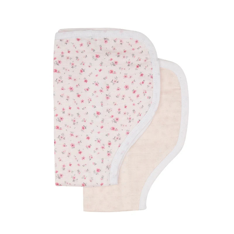 All4Ella Reversible Burp Cloth 2Pk - Pink Petals